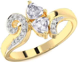 Salt & Pepper Diamond Gold Two Heart Ring