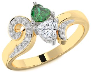 Diamond Gold Silver Two Heart Promise Ring