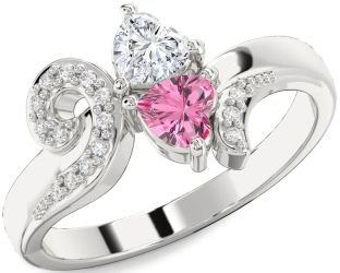 Diamond Platinum Two Heart Promise Ring