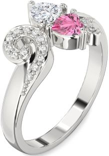 Diamond Platinum Two Heart Promise Ring