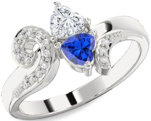 Diamond Silver Two Heart Promise Ring