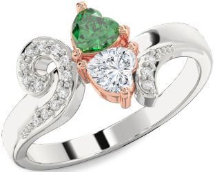 Diamond Silver Two Heart Promise Ring