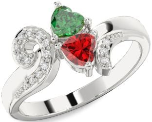 Diamond Silver Two Heart Promise Ring