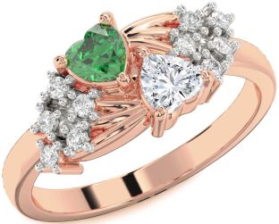 Diamond Rose Gold Two Heart Promise Ring