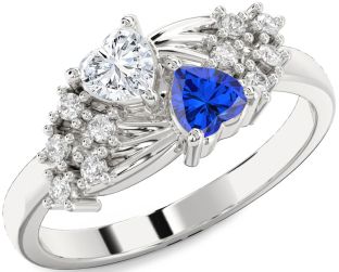 Diamond Silver Two Heart Promise Ring