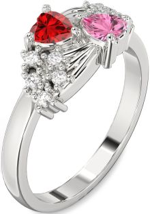 Diamond Platinum Two Heart Promise Ring