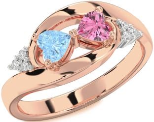 Diamond Rose Gold Two Heart Promise Ring
