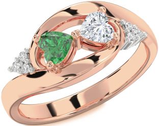 Diamond Rose Gold Two Heart Promise Ring