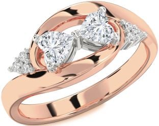 Diamond Platinum & Rose Gold Two Heart Ring