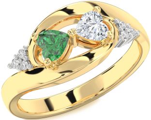 Diamond Gold Two Heart Promise Ring