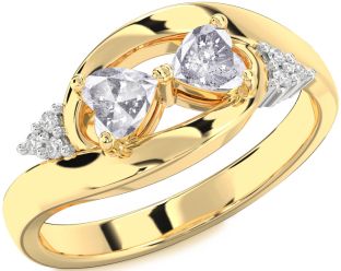 Salt & Pepper Diamond Gold Two Heart Ring