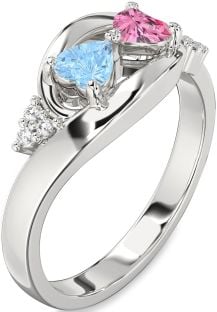 Diamond Silver Two Heart Promise Ring