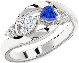 Diamond Silver Two Heart Promise Ring