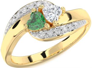 Diamond Gold Two Heart Promise Ring