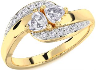 Salt & Pepper Diamond Gold Two Heart Ring