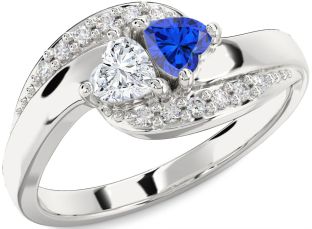 Diamond Platinum Two Heart Promise Ring