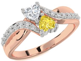 Diamond White Rose Gold Two Heart Promise Ring