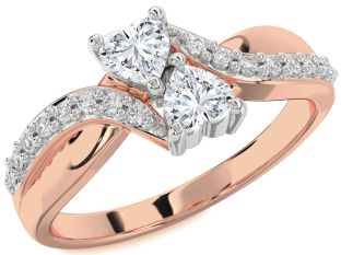 Diamond Platinum & Rose Gold Two Heart Ring