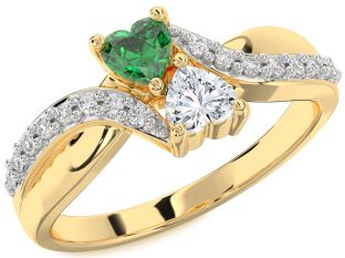 Diamond Gold Two Heart Promise Ring