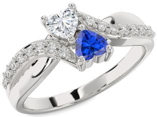 Diamond Silver Two Heart Promise Ring