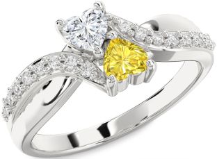 Diamond Platinum Two Heart Promise Ring