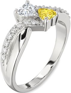 Diamond Platinum Two Heart Promise Ring