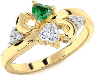 Diamond Gold Infinity Two Heart Promise Ring
