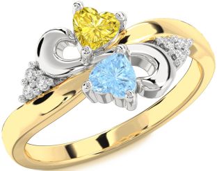 Diamond Gold Silver Infinity Two Heart Promise Ring