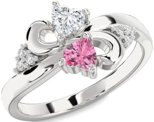 Diamond Silver Infinity Two Heart Promise Ring