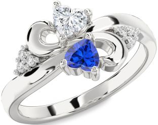 Diamond Silver Infinity Two Heart Promise Ring