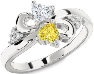 Diamond Silver Infinity Two Heart Promise Ring