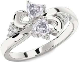 Salt & Pepper Diamond Silver Infinity Two Heart Ring