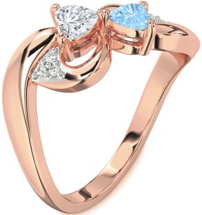Diamond Rose Gold Infinity Two Heart Promise Ring