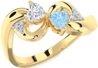 Diamond Gold Silver Infinity Two Heart Promise Ring