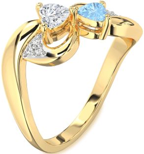 Diamond Gold Infinity Two Heart Promise Ring