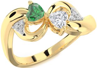 Diamond Gold Infinity Two Heart Promise Ring