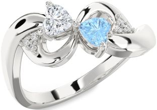 Diamond Platinum Infinity Two Heart Promise Ring