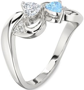 Diamond Platinum Infinity Two Heart Promise Ring