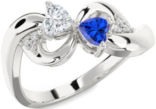 Diamond Silver Infinity Two Heart Promise Ring