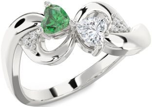 Diamond Silver Infinity Two Heart Promise Ring