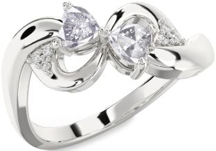 Salt & Pepper Diamond Silver Infinity Two Heart Ring