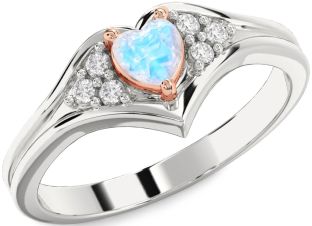 Diamond Amethyst Platinum & Rose Gold Heart Promise Ring