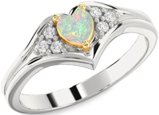 Diamond Amethyst Platinum & Yellow Gold Heart Promise Ring