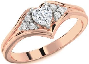 Diamond Platinum & Rose Gold Heart Promise Ring
