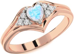 Diamond Amethyst Platinum & Rose Gold Heart Promise Ring