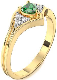 Diamond Emerald Gold Heart Promise Ring