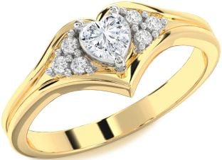 Diamond Platinum & Yellow Gold Heart Promise Ring