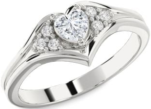 Diamond Silver Heart Promise Ring