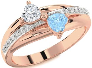 Diamond Rose Gold Two Heart Promise Ring