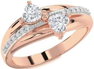 Diamond Rose Gold Two Heart Ring